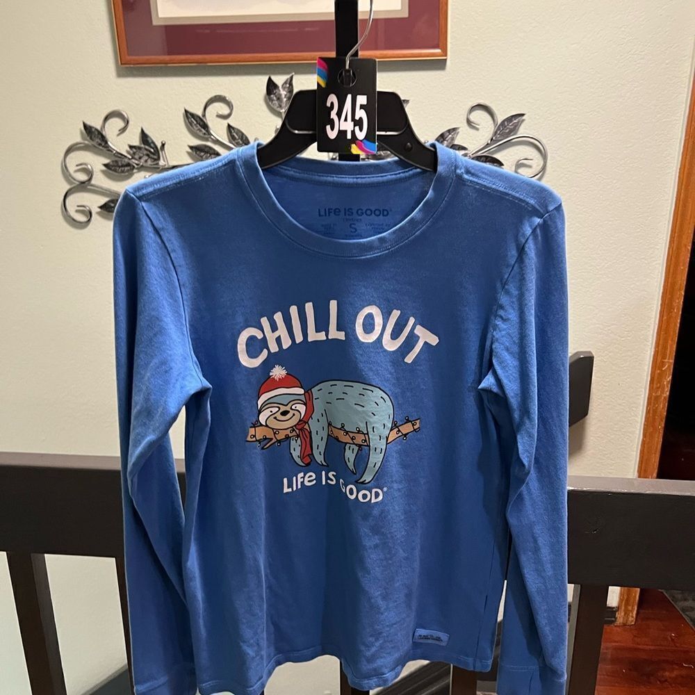 EUS Life is Good Blue “Chill Out” Shirt Size Small #345 - Picture 6 of 6